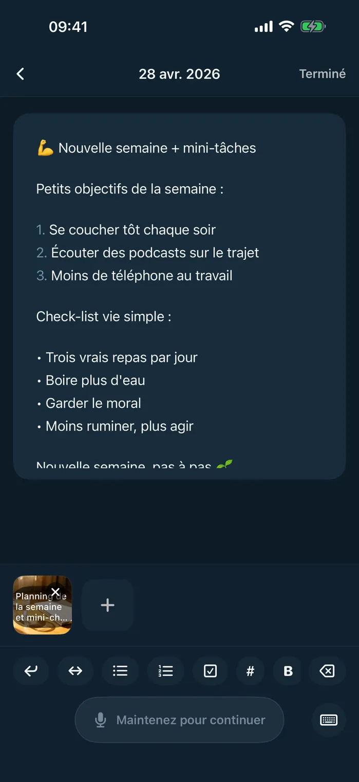 Écran d'édition en mode sombre Lockeep