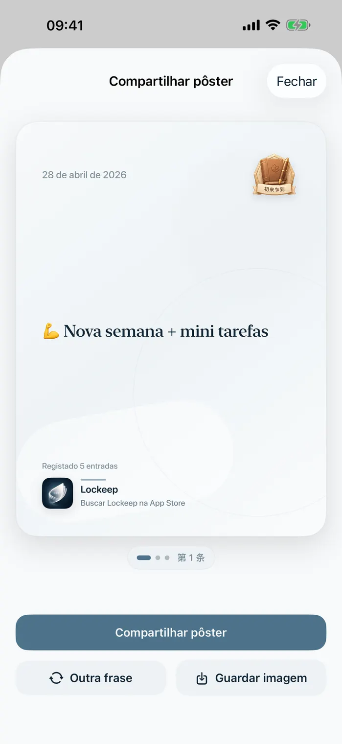 Ecrã de criação de poster para partilha
